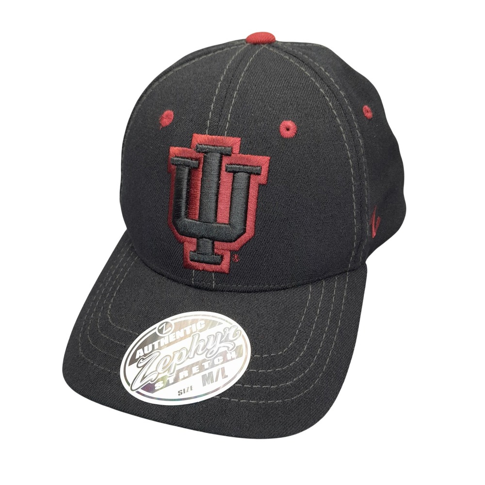 Zephyr Indiana University Hoosiers IU Hat Mens M/L Stretch Fit Charcoal Grey Cap
